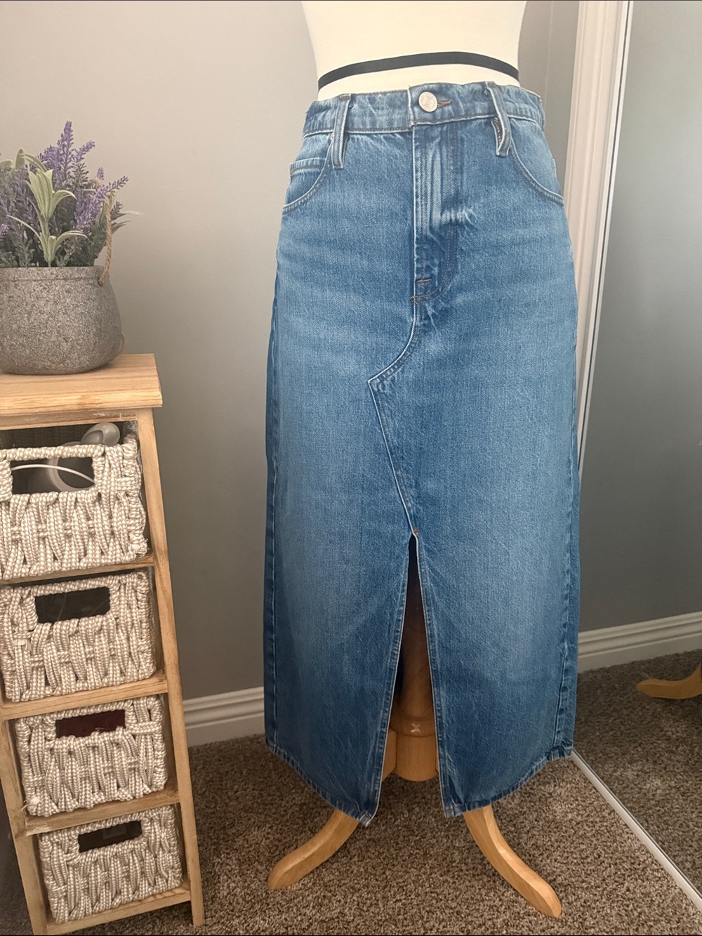Frame Denim Skirt with Front Slit